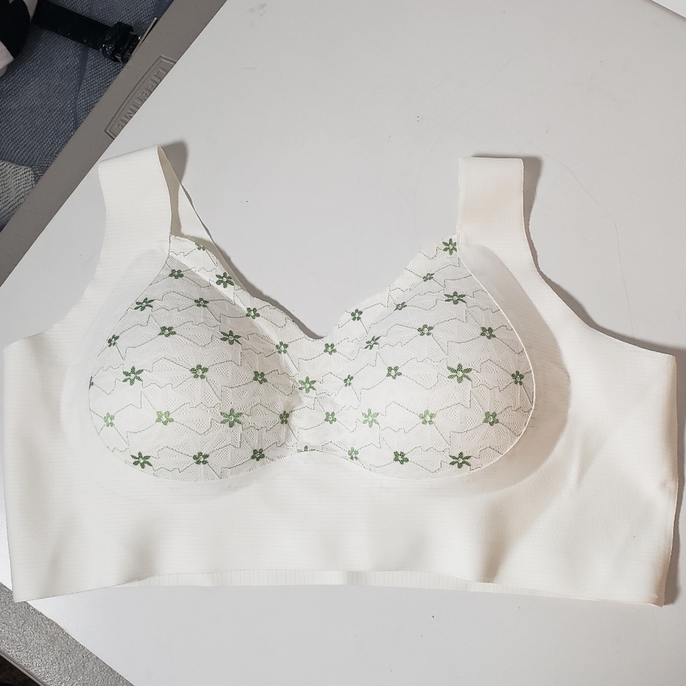 Lace Embroidered St Patricks Day Bra Green Comfort Paded Wide Bands Straps 4XL